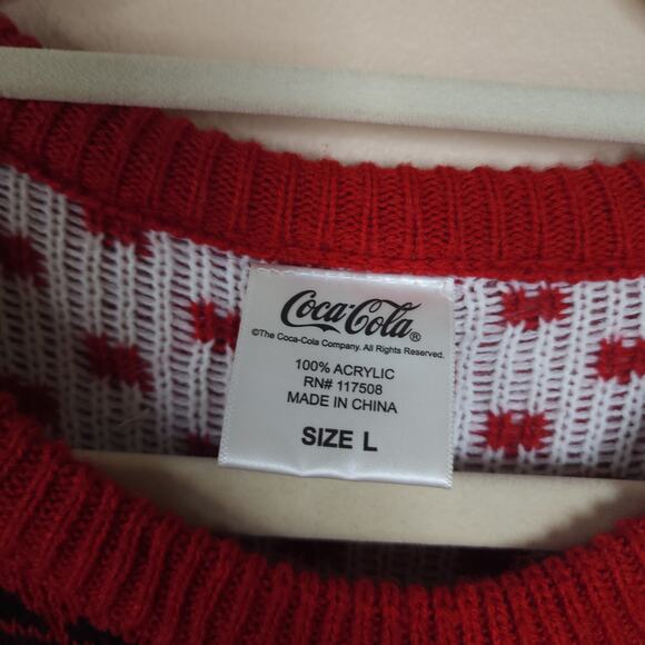 Coca-Cola Red Holiday Polar Bear Crewneck Sweater Size L - Picture 6 of 7